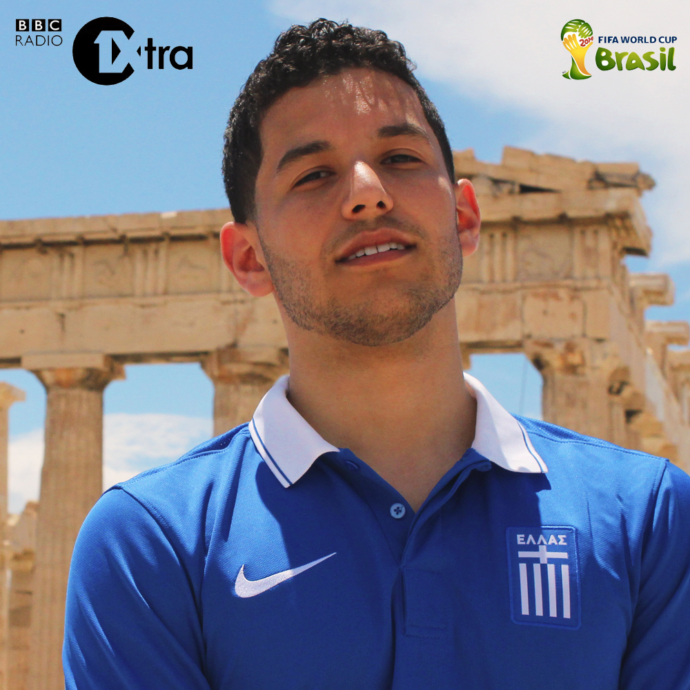 Drew32 in Athens, Greece in front of the Acropolis.