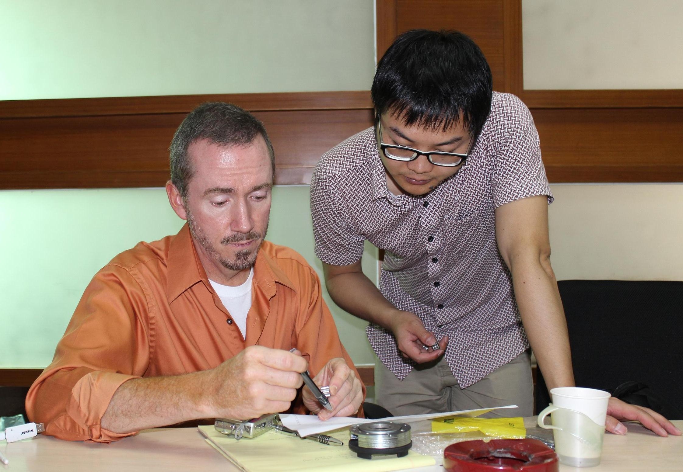 Andy Lamb (L ) with Dongguan Supply Manager Andy Zhang
