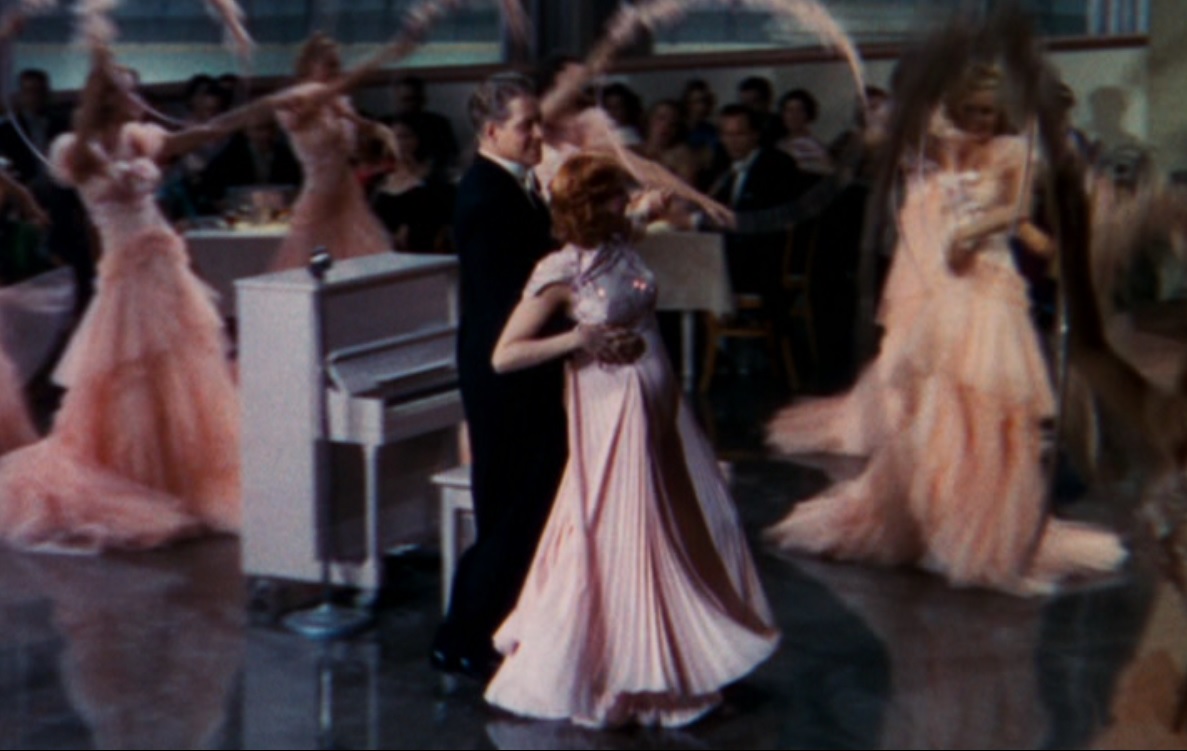 Jeanette MacDonald's pregnancy shows in this screenshot of her dancing with her child's father, her co-star Nelson Eddy in the film "Sweethearts", 1938