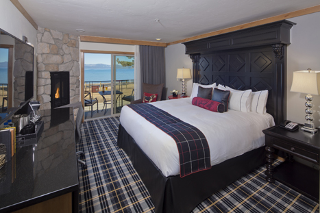 All rooms at The Landing have fireplaces and private decks, most with close-up views of Lake Tahoe (© The Landing Resort & Spa).