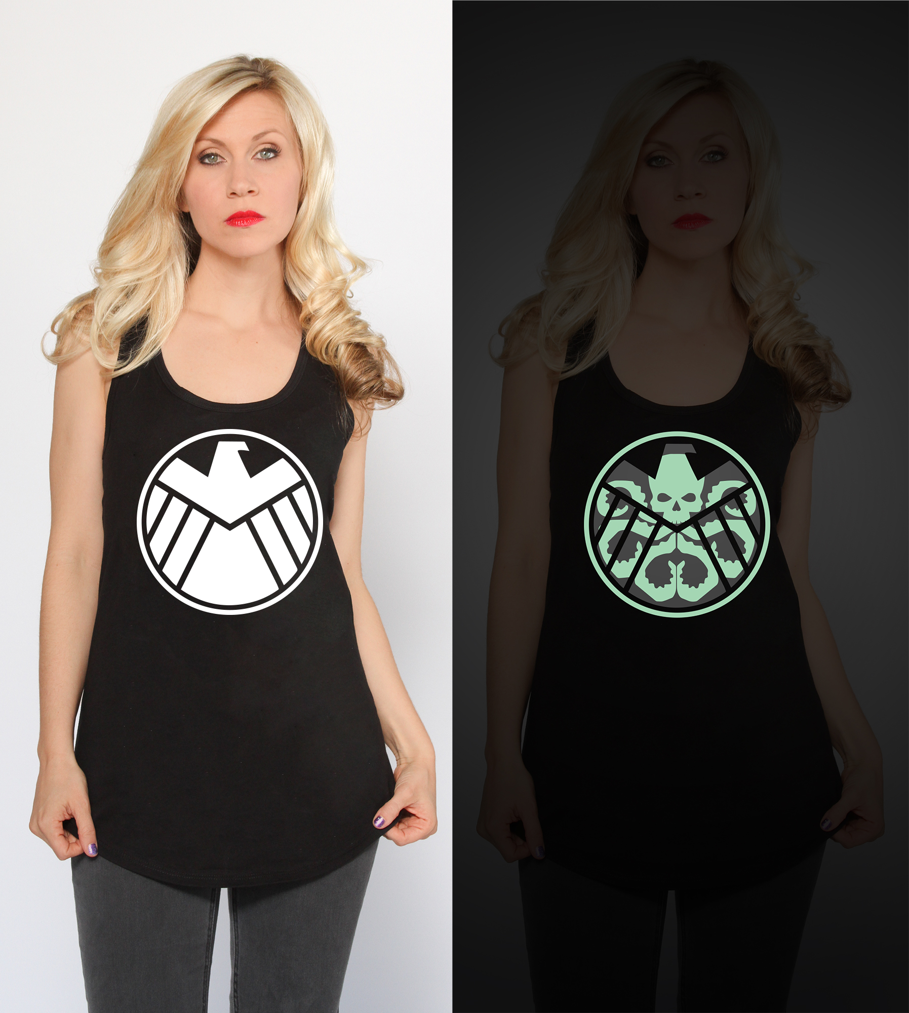 In the light you are a member of SHIELD but in the dark show others that you Hail Hydra!