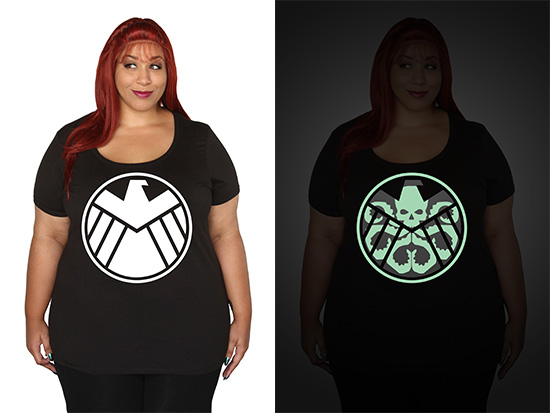 In the light you are a member of SHIELD but in the dark show others that you Hail Hydra! Many of the new pieces in the Marvel by Her Universe line are designed to fit Fangirls of all sizes.