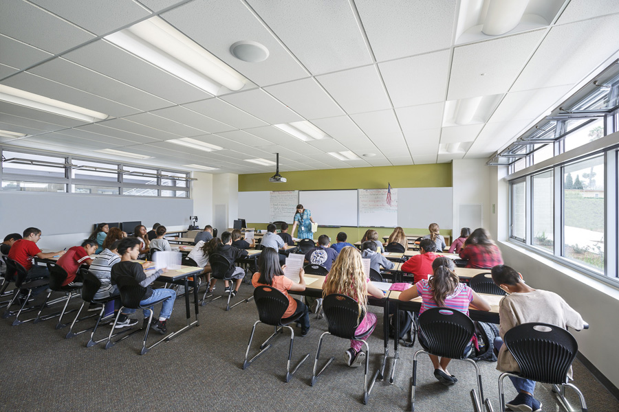 Sustainable design features at San Diego, Calif.'s Montgomery Middle School includes maximized daylighting, minimized heat gain, and opportunities for natural ventilation with operable windows.