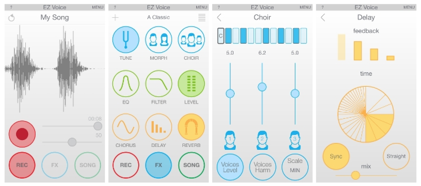 EZ Voice app for iOS and Android - sing, record and share your favorite songs!