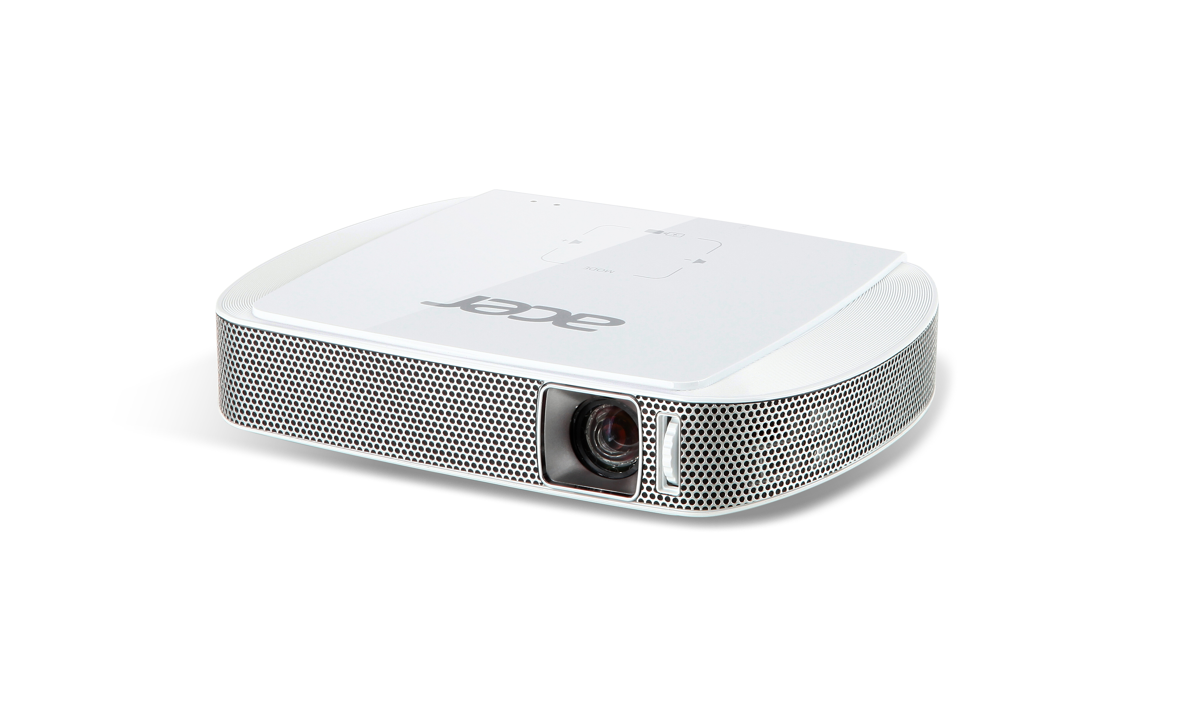 The Acer C205 projector can display content wirelessly using an optional MHL wireless adapter, while simultaneously charging it.