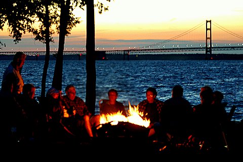 Mackinaw Mill Creek Camping has a 1 mile shoreline and views the Mackinac Bridge