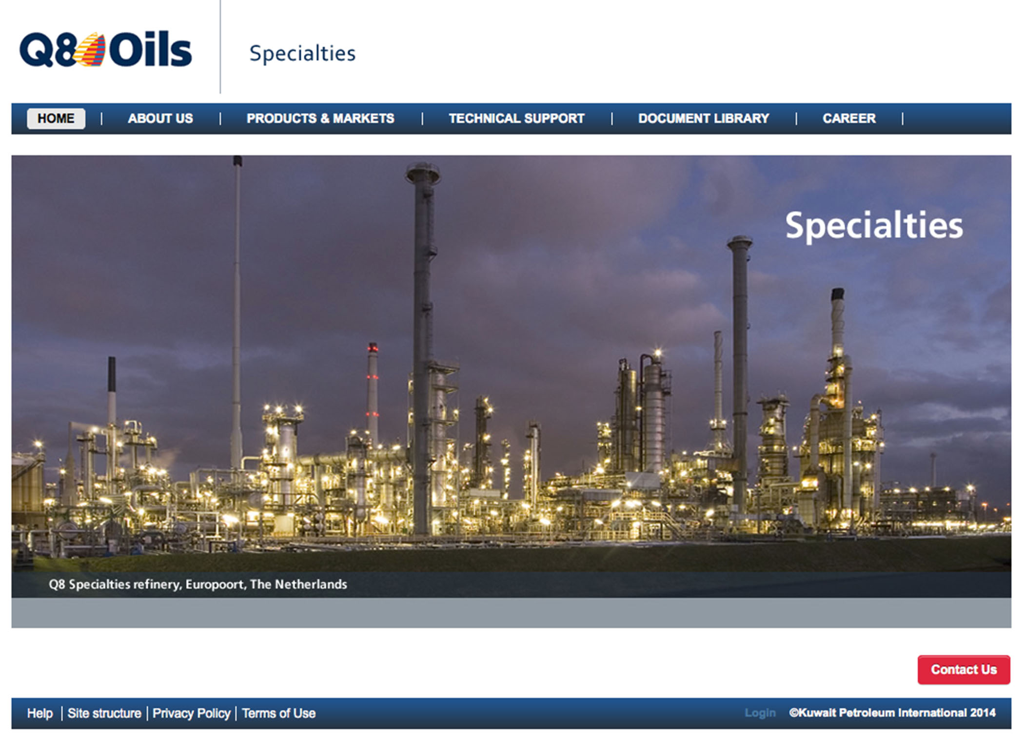 Q8Oils has published a new website for its Q8 Specialties division