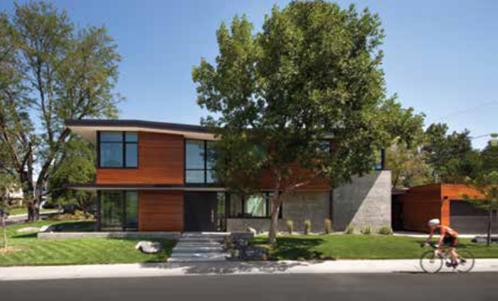 A bicycle-friendly home with bike-in basement access, the Arch11-designed Dihedral residence in Boulder, Colo., has been featured in “Modern in Denver” magazine. (photo courtesy of Arch11)