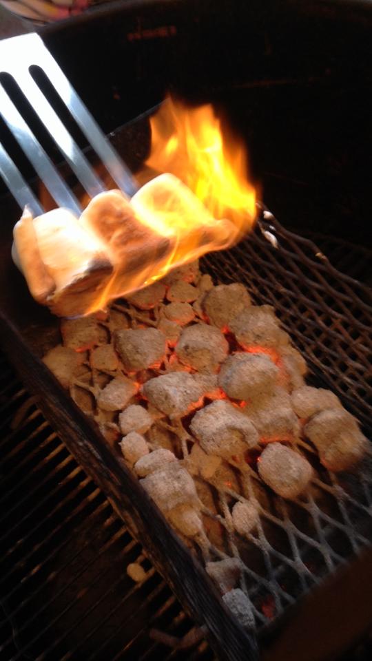 Marmallows on Fire in Weber Grill