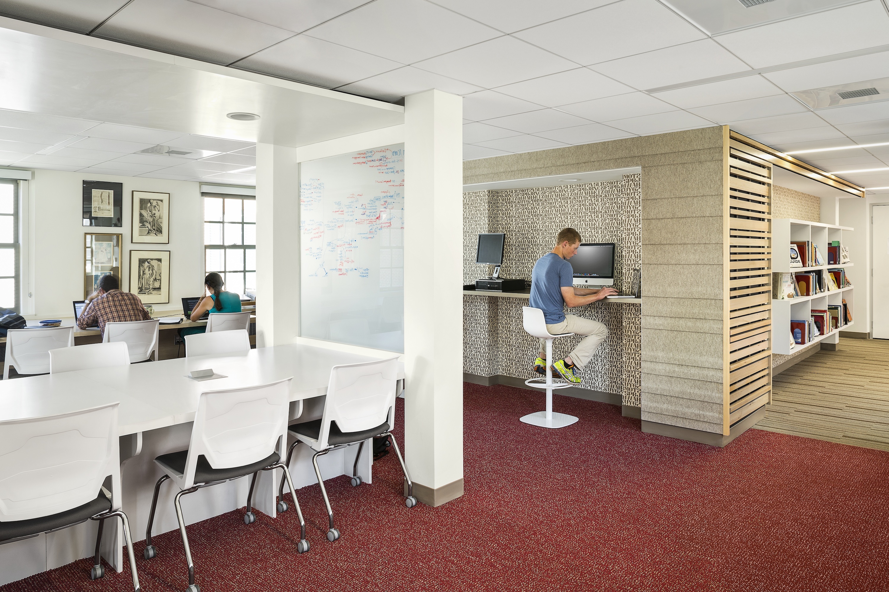 The new design reflects the way that libraries function now as learning environments with more study and collaboration spaces and fewer open stacks.