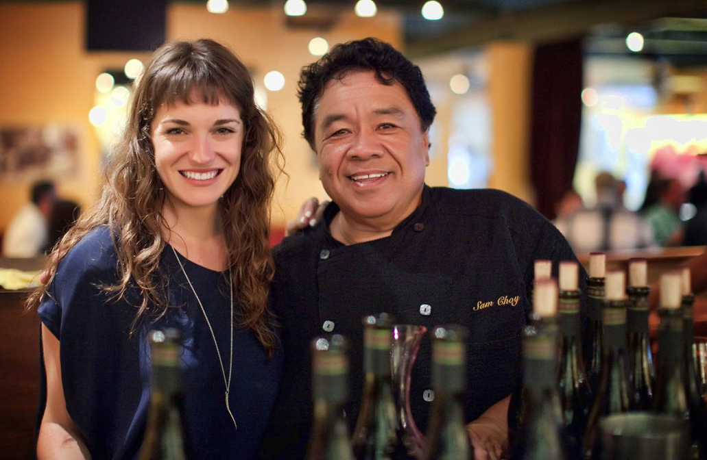 Wine maker Christina Turley with Chef Sam Choy at the Gourmet Vitner Dinner at Tutto Bene. Photo by Kelly Greer.