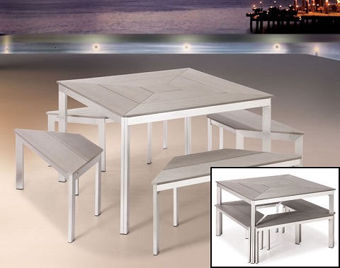 Center Dining Table And Benches From Zuo Modern 703215