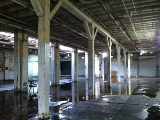 One of the General Electric buildings prior to Pioneer Millworks salvaging the timbers.