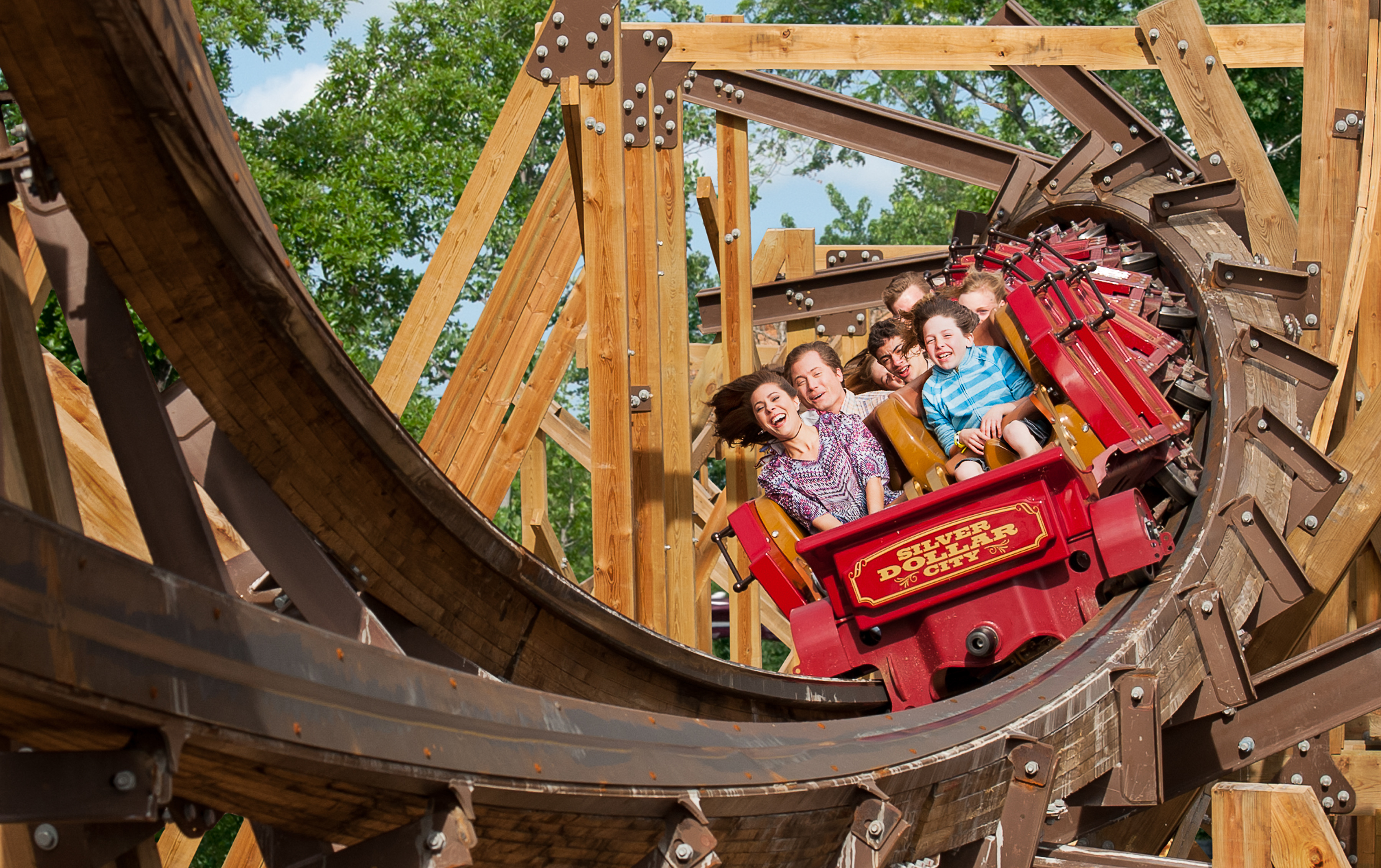 Outlaw Run is the world's first and only wood coaster with a double barrel roll.