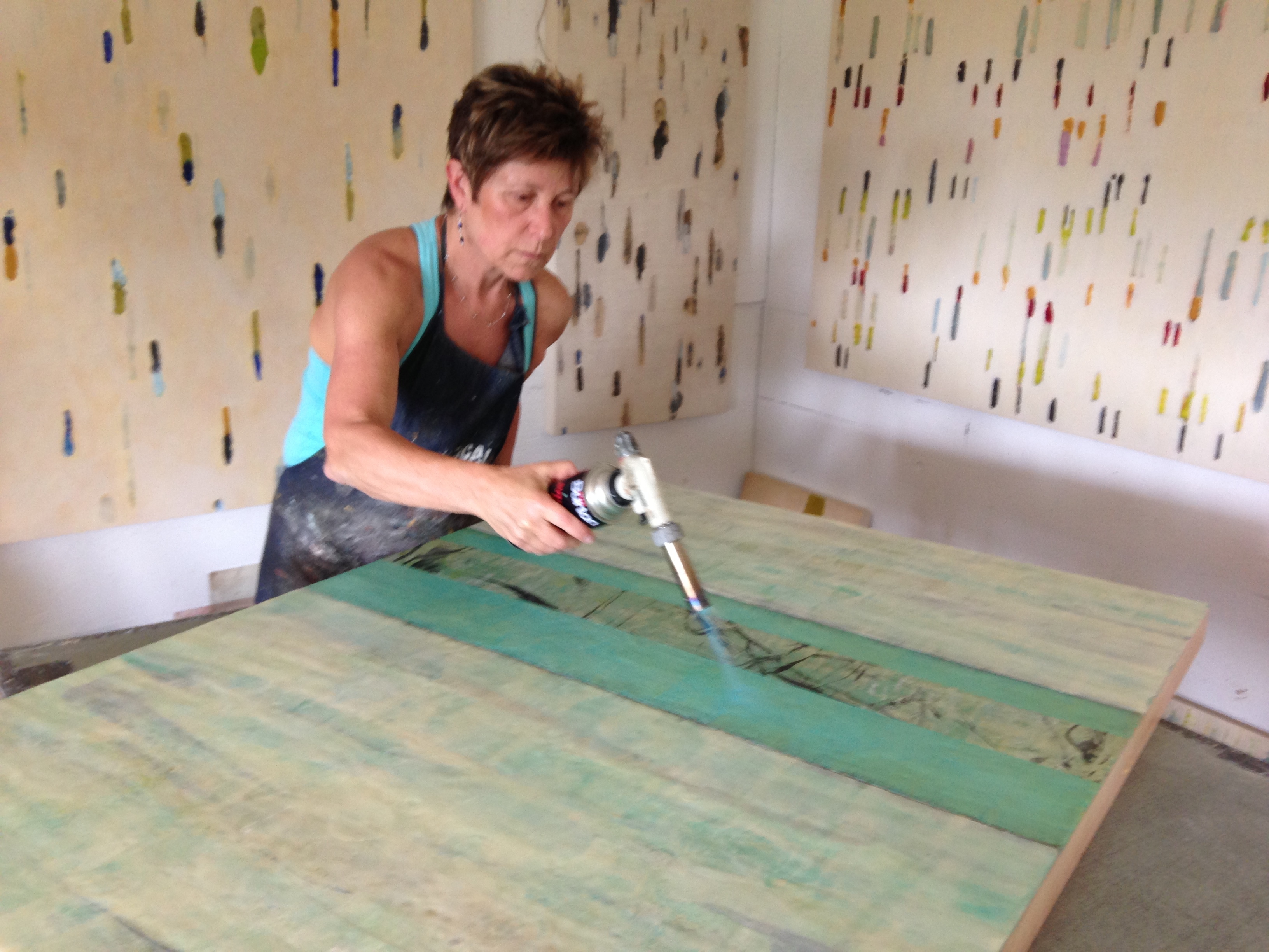 Artist Tracey Adams in the studio