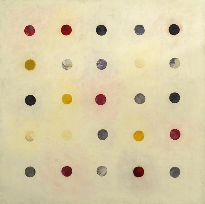 Tracey Adams, (r)evolution 2 web, encaustic & collage, 40x40, 2014