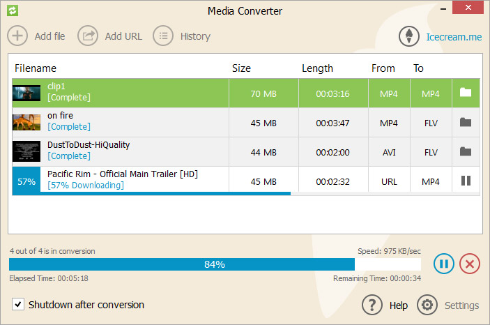 Media converter screenshot