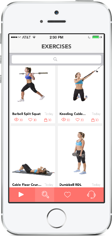 Women's Fitness Workout app exercise index by Fitwirr