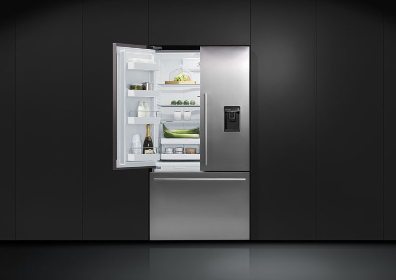 Fisher & Paykel 20-cubic foot, French Door Refrigerator (open)