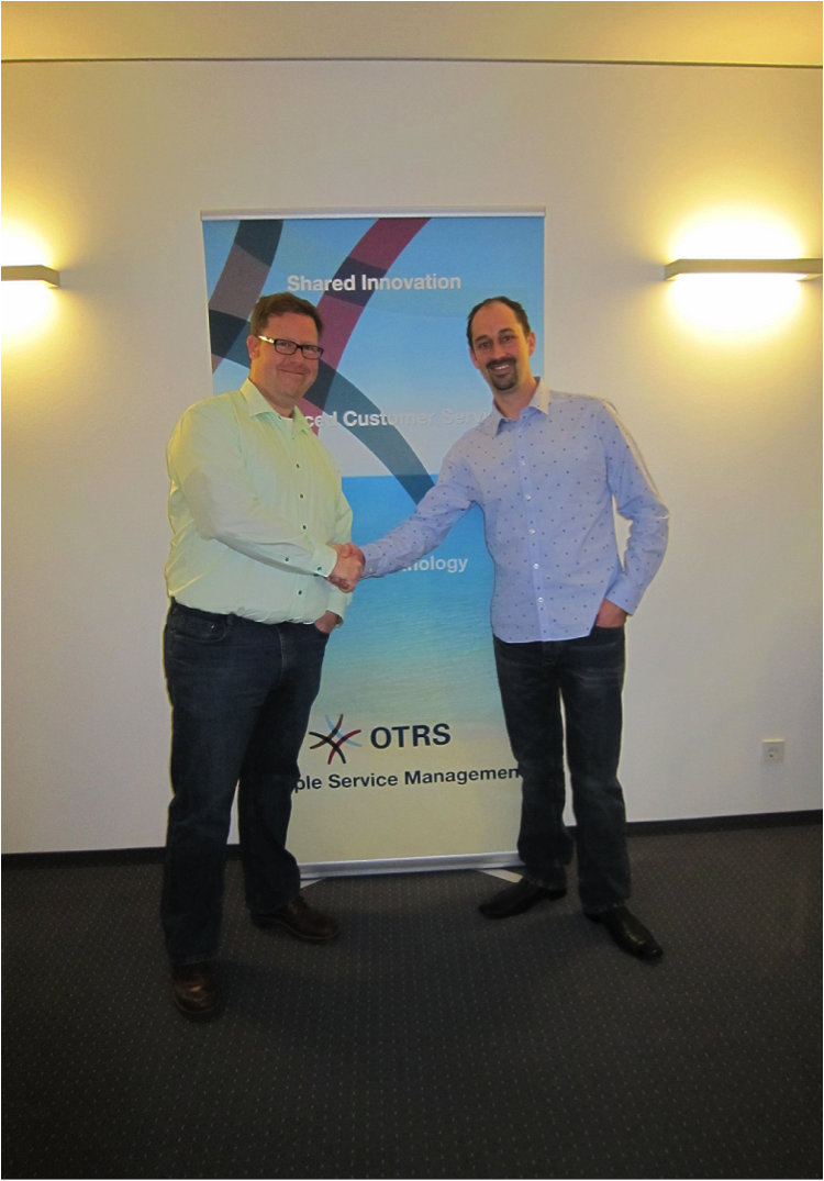 Christopher Kuhn, COO of OTRS Group welcomes Clinton Bruigom, OSCOSM Founder, as first partner in South Africa