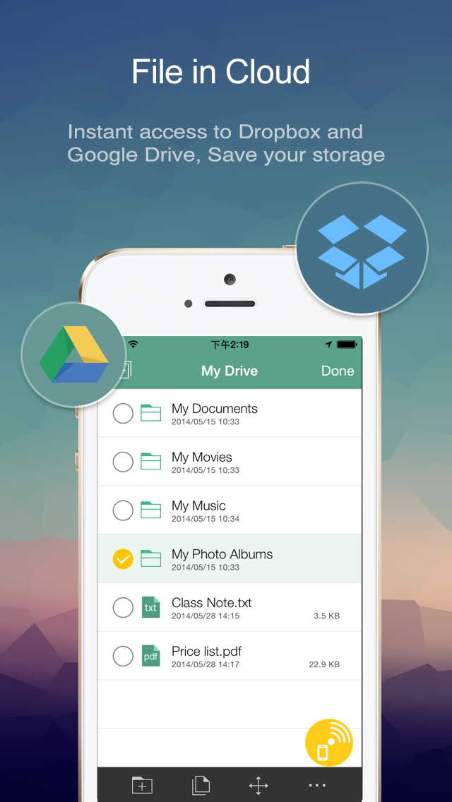 Integrates Dropbox and Google Drive