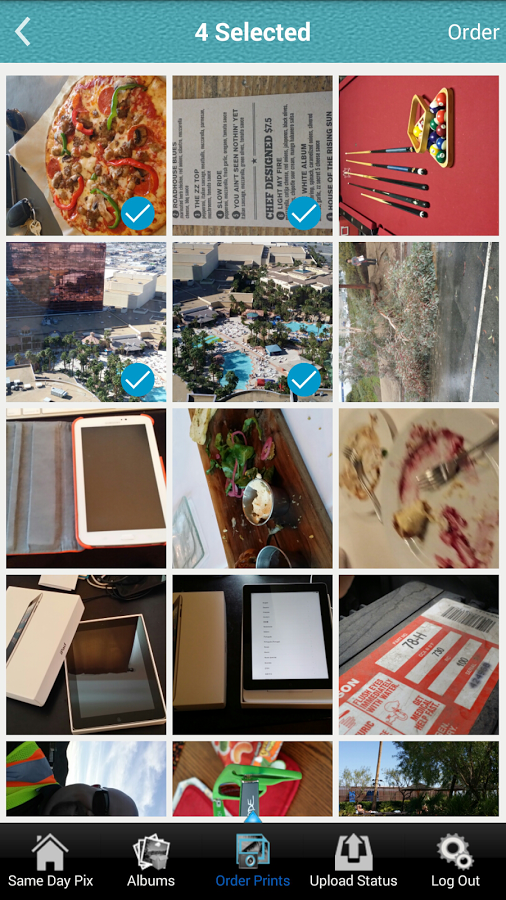 MailPix Android pictures selection screen