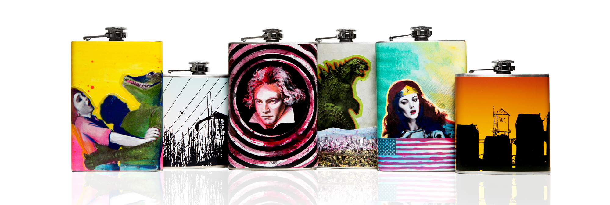 Each limited-edition flask is signed and numbered by the artist–the perfect gift or keepsake for fans of art, spirits, and cool collectibles. PHOTO CREDIT: Nirav Solanki. COURTESY OF FLASKING.COM.