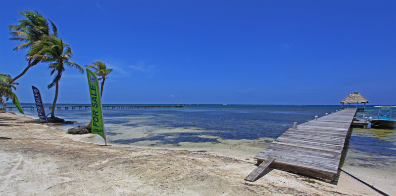 Beach area. Brights Waters resort for sale on Ambergris Caye, Belize