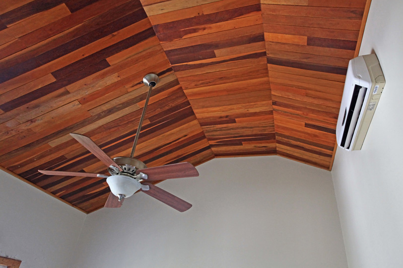 Exotic hardwood ceiling detail