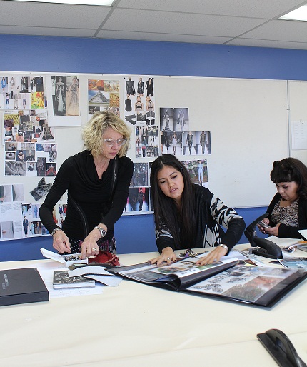 Kathryn Hagen with Woodbury Fashion Design students