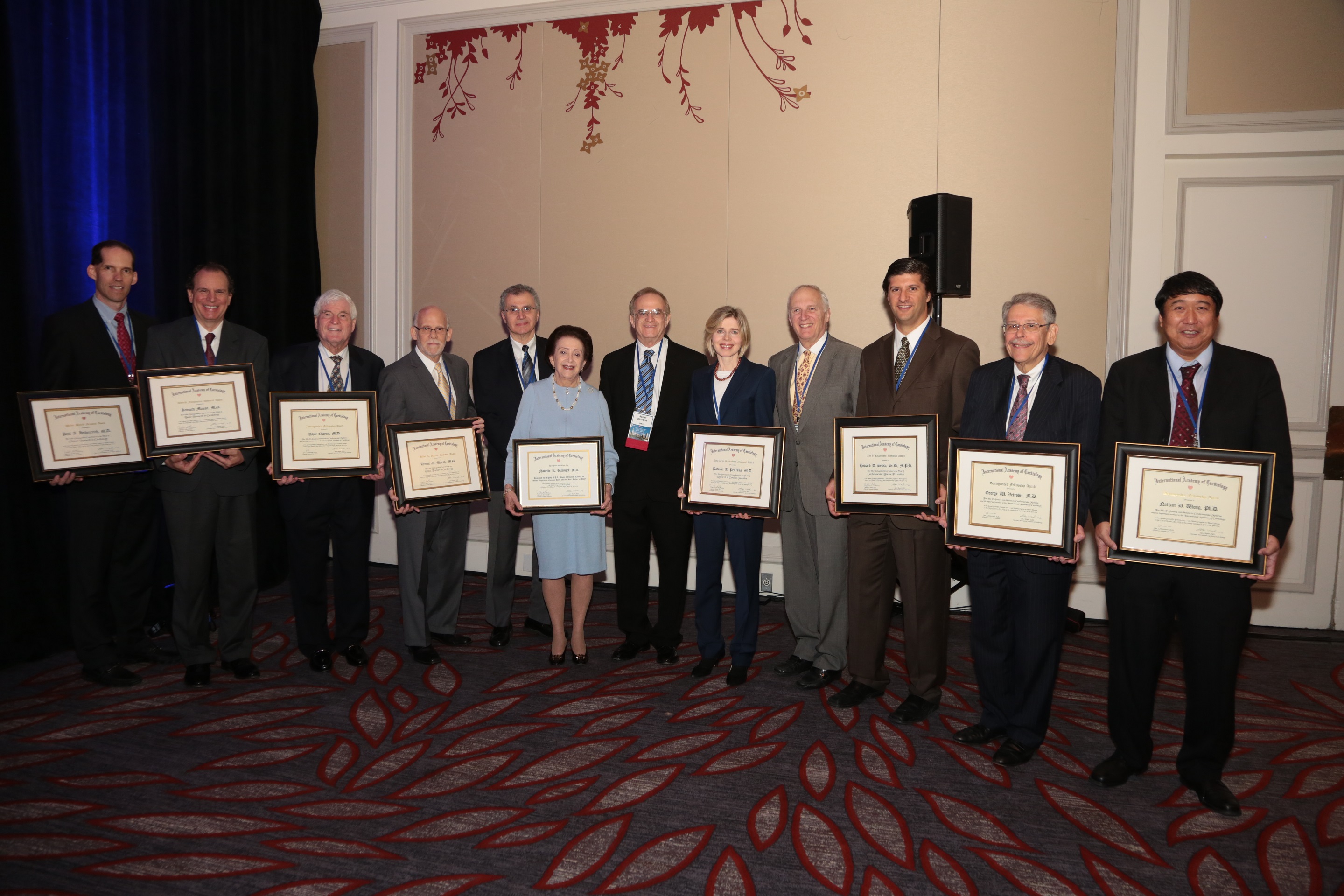 IAC 2014 Awardees (l to r) Dr. Heidenreich, Dr. Maiese, Dr. Charuzi, Dr. Marsh, Dr. Wenger, Dr. Kimchi (Founder), Dr. Pellikka, Dr. Borer, Dr. Sesso, Dr. Vetrovec, Dr. Wong, & (not pictured) Dr. Mehta