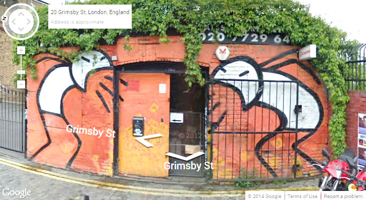 Street art by Stik on Grimsby Street, London