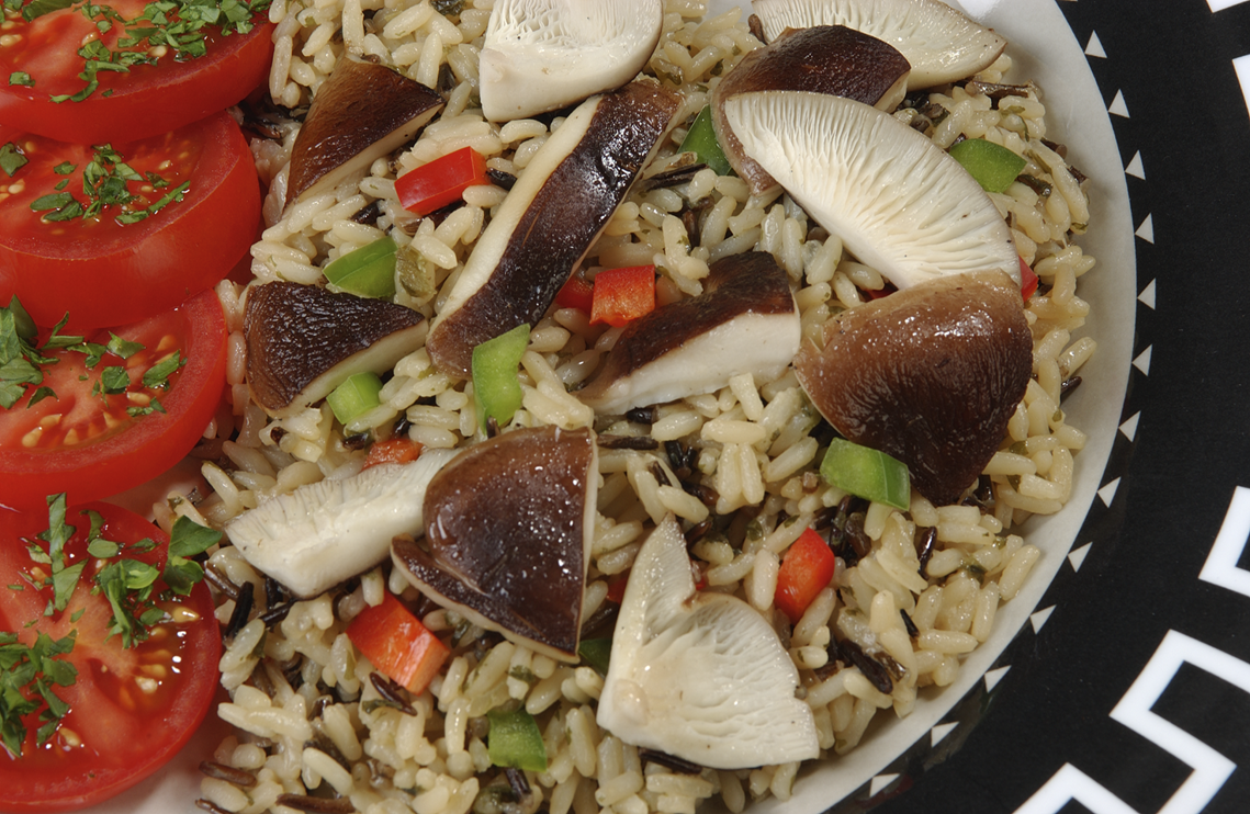 Shiitakes with Rice-a-Roni, a 15-minute feast.  Photo courtesy of Konrad Eek