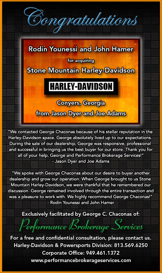 Stone Mountain Harley-Davidson Sold by Performance Brokerage Services