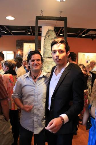 Artist Kahlil Allaik, left, and artist Arturo Cabrera, at opening reception for Bethlehem House Gallery