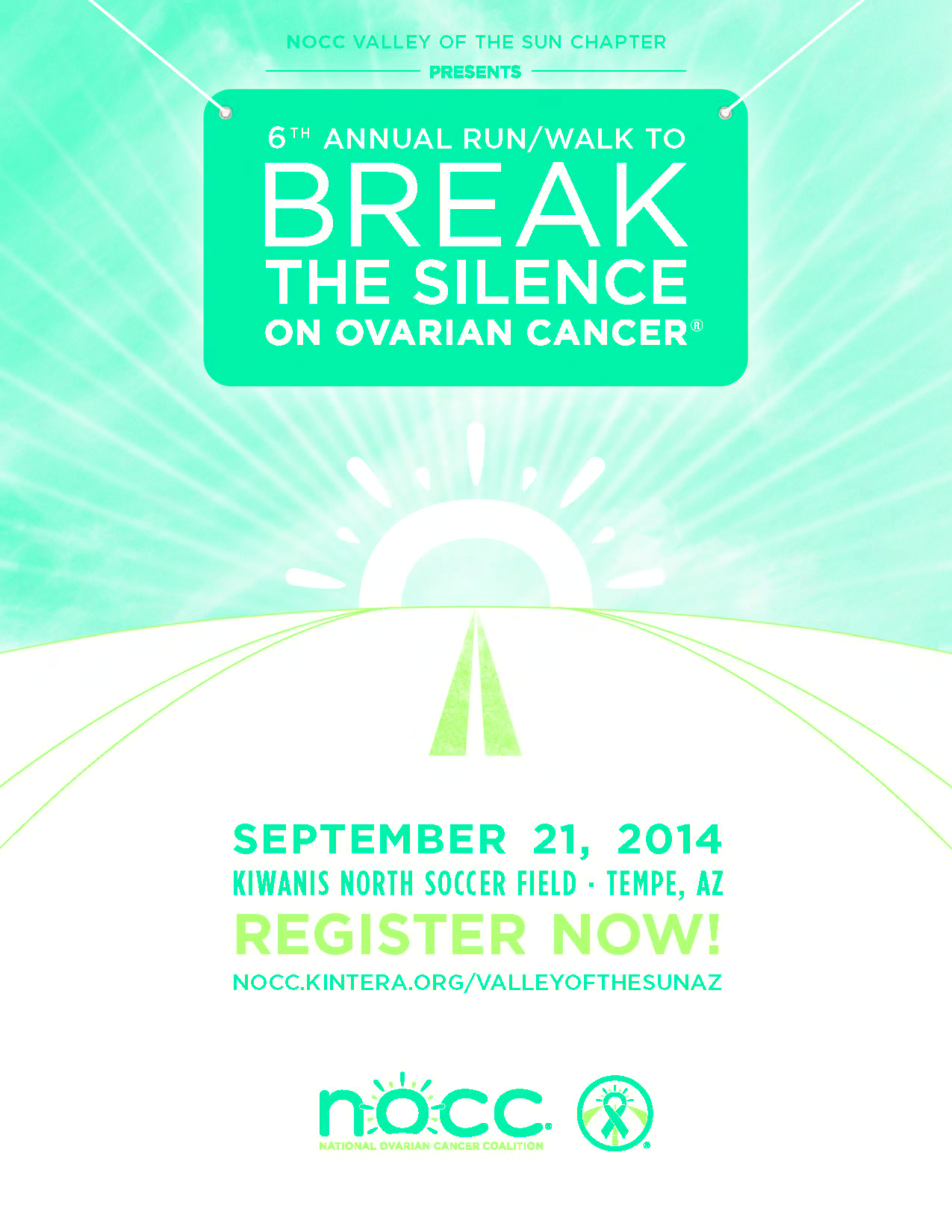2014 Event Flyer for NOCC - Valley of the Sun Chapter's Ovarian Cancer Run/Walk