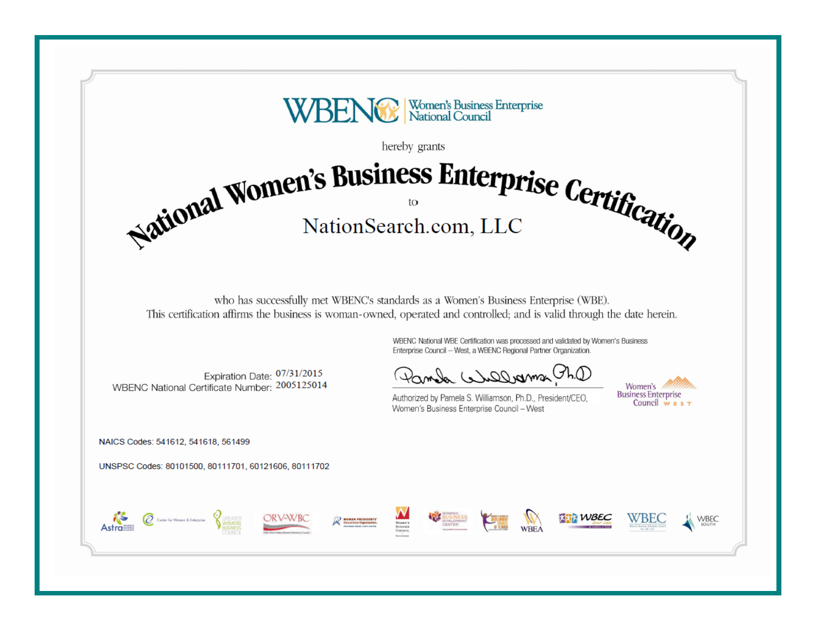 Woman-Owned Certificate
