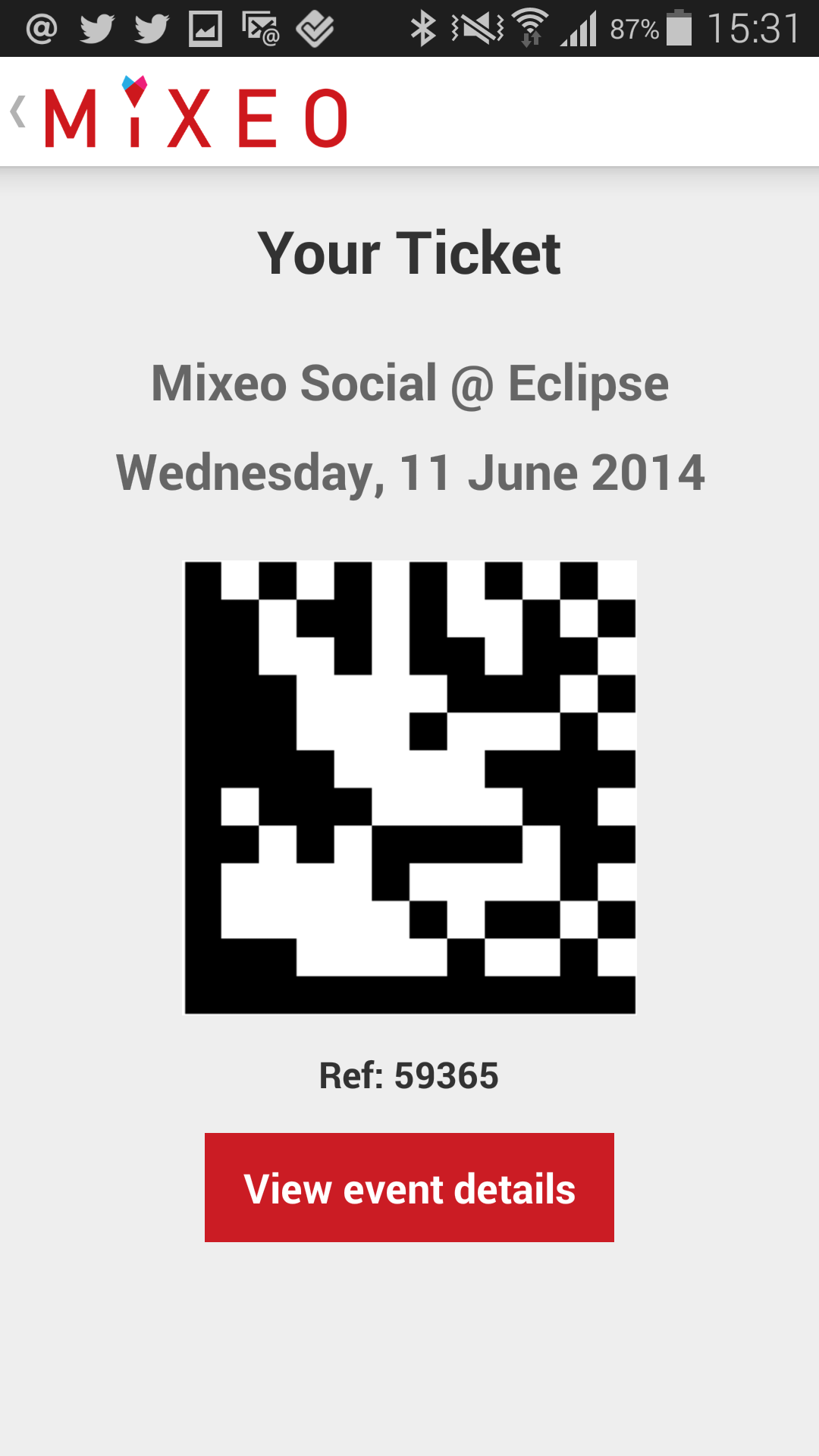 Mixeo Event Ticketing Screen