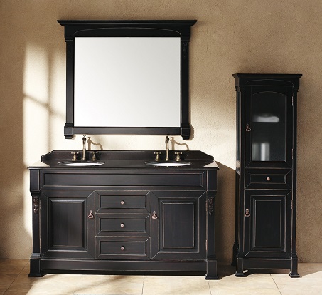 Brookfield 60" Double Bathroom Vanity With Cabinet In Antique Black 147-114-5631 from James Martin Furniture