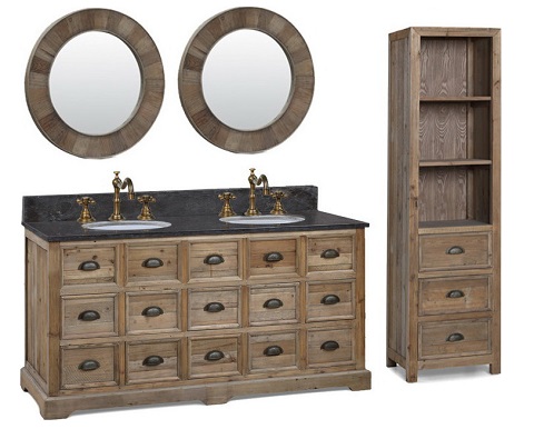 Recycled Fir 60" Double Vanity With Cabinet 1560 From InFurniture