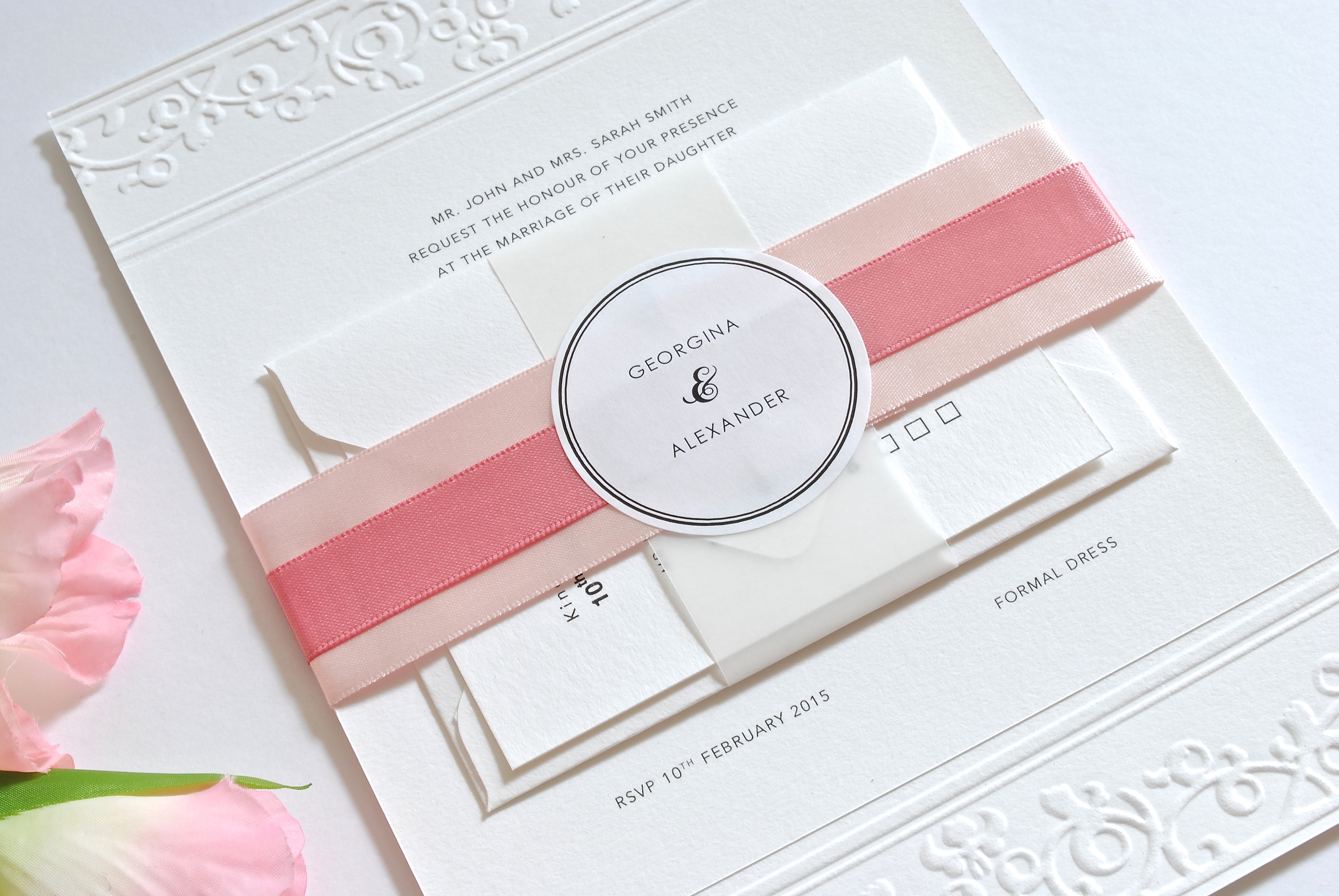 Romantic Embossed Wedding Invitation