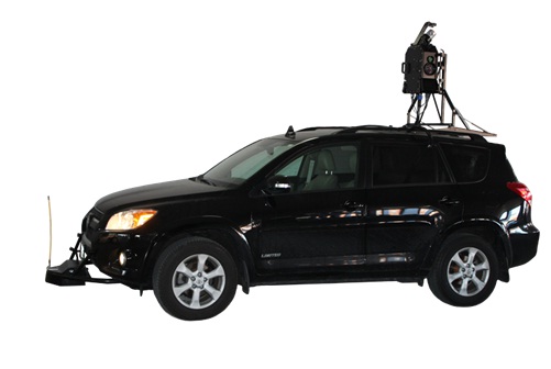 Imaging system, including Velodyne 3D LiDAR sensor, mounted on Essess vehicle