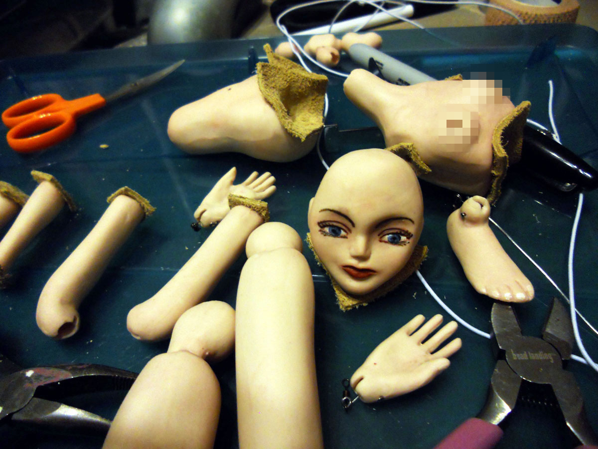 Image 10: The pieces are strung together. Sometimes, Valentino decides to make anatomically correct dolls