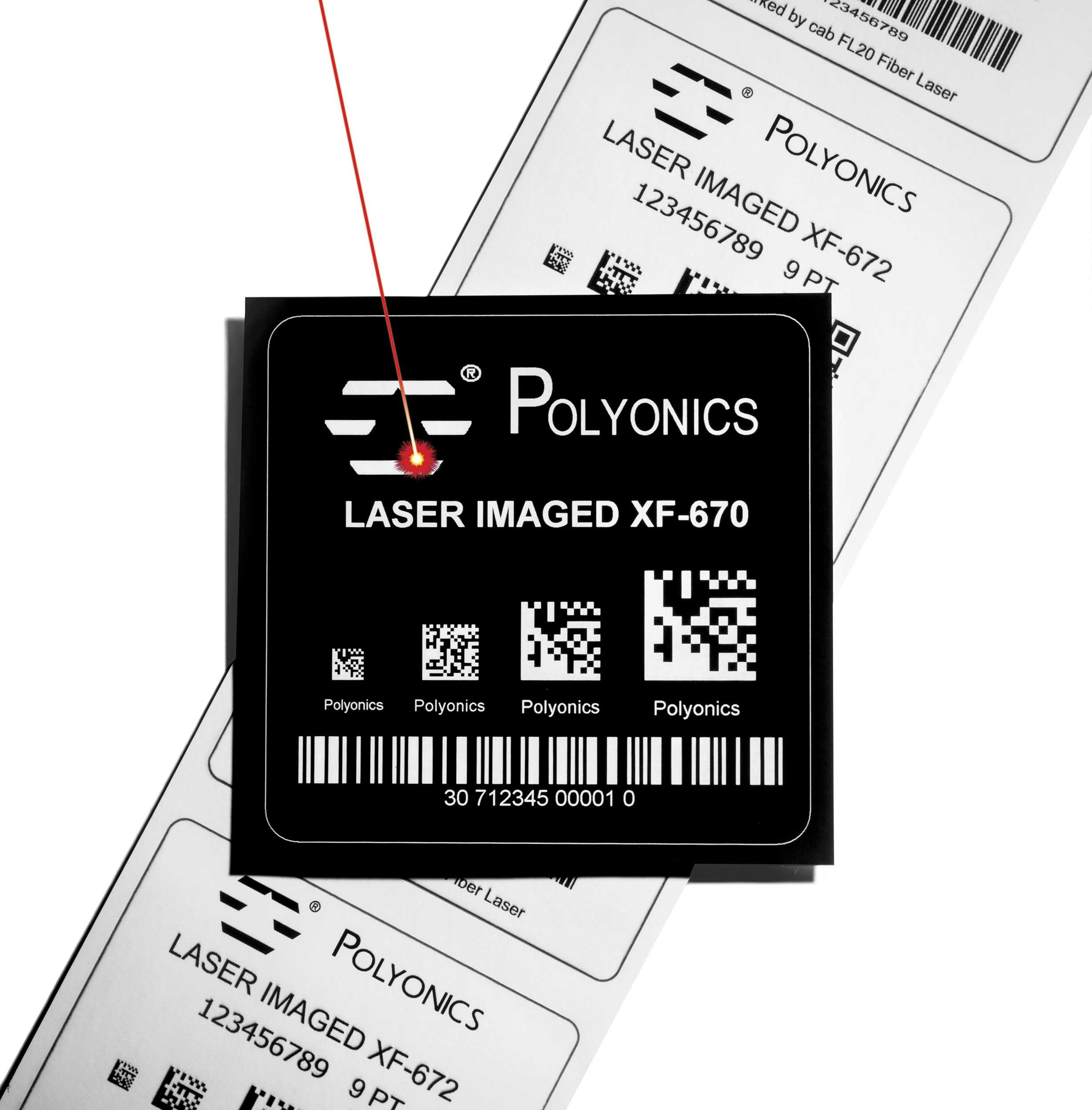 Polyonics black and white laser markable polyimide label materials