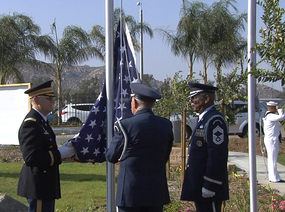 The Honor Guard was asked to raise the first US Flag over the community