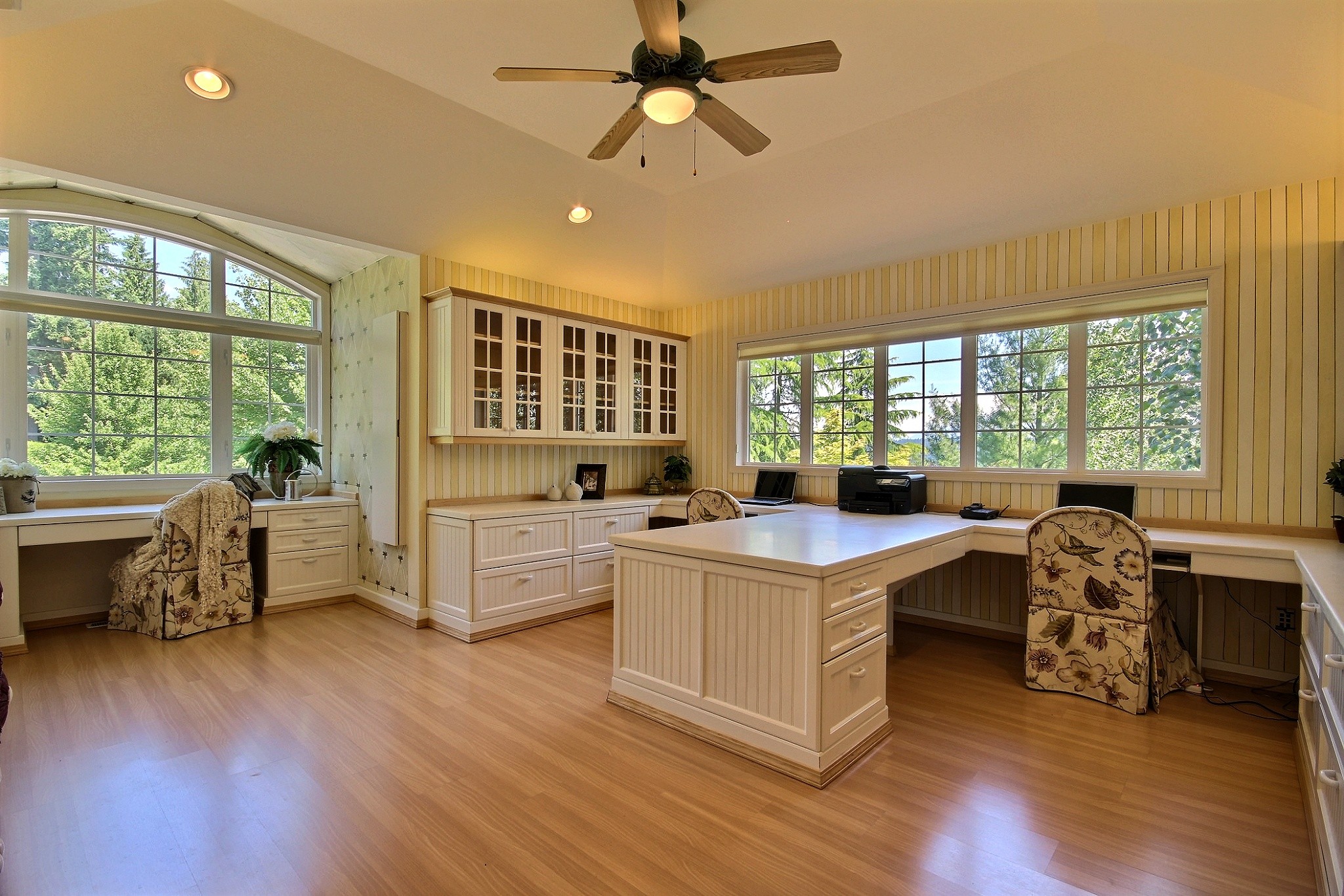 Home Office with Custom Cabinets, Artisan Paintings and Mountain Views