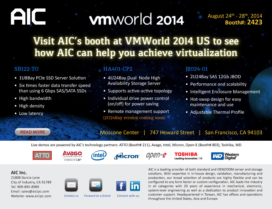 Visit AIC’s Booth # 2423 at VMWorld 2014 US