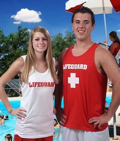 White and Red Lifeguard Tank-Tops