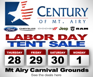 Century of Mt. Airy is throwing the largest Labor Day Tent Sale ever this Labor Day weekend at the Mt. Airy Carnival Grounds!