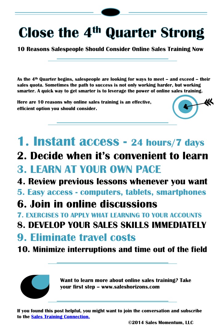 10 reasons to consider online sales training now